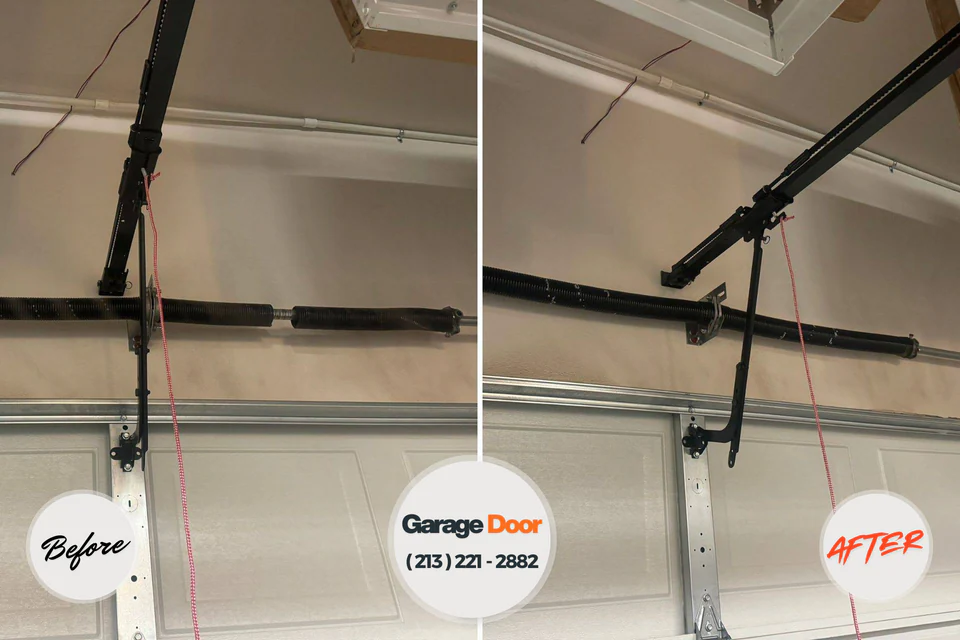 Before and after: garage door opener repair Winnsboro, TX
